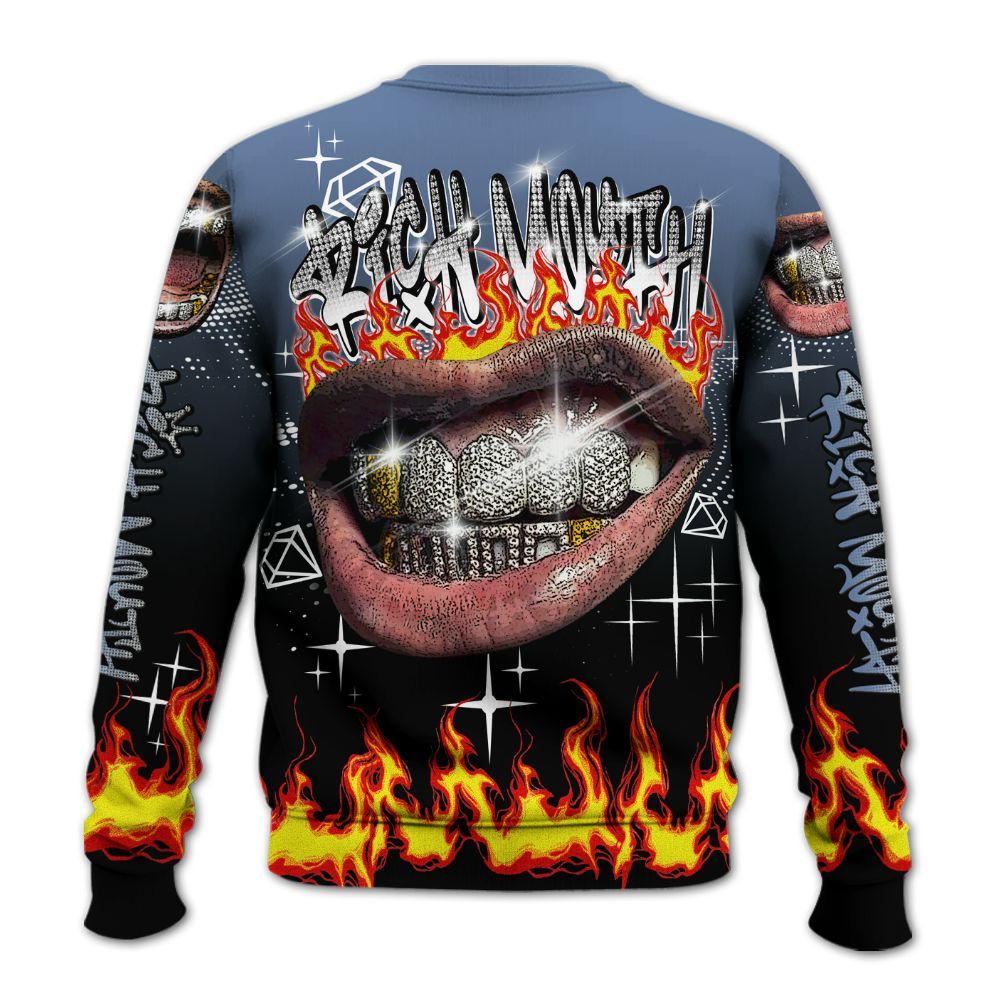 Sweatshirt To Match Mid Space Jam 1s - Rich Mouth Fire Rap Retro 90s All Over Print