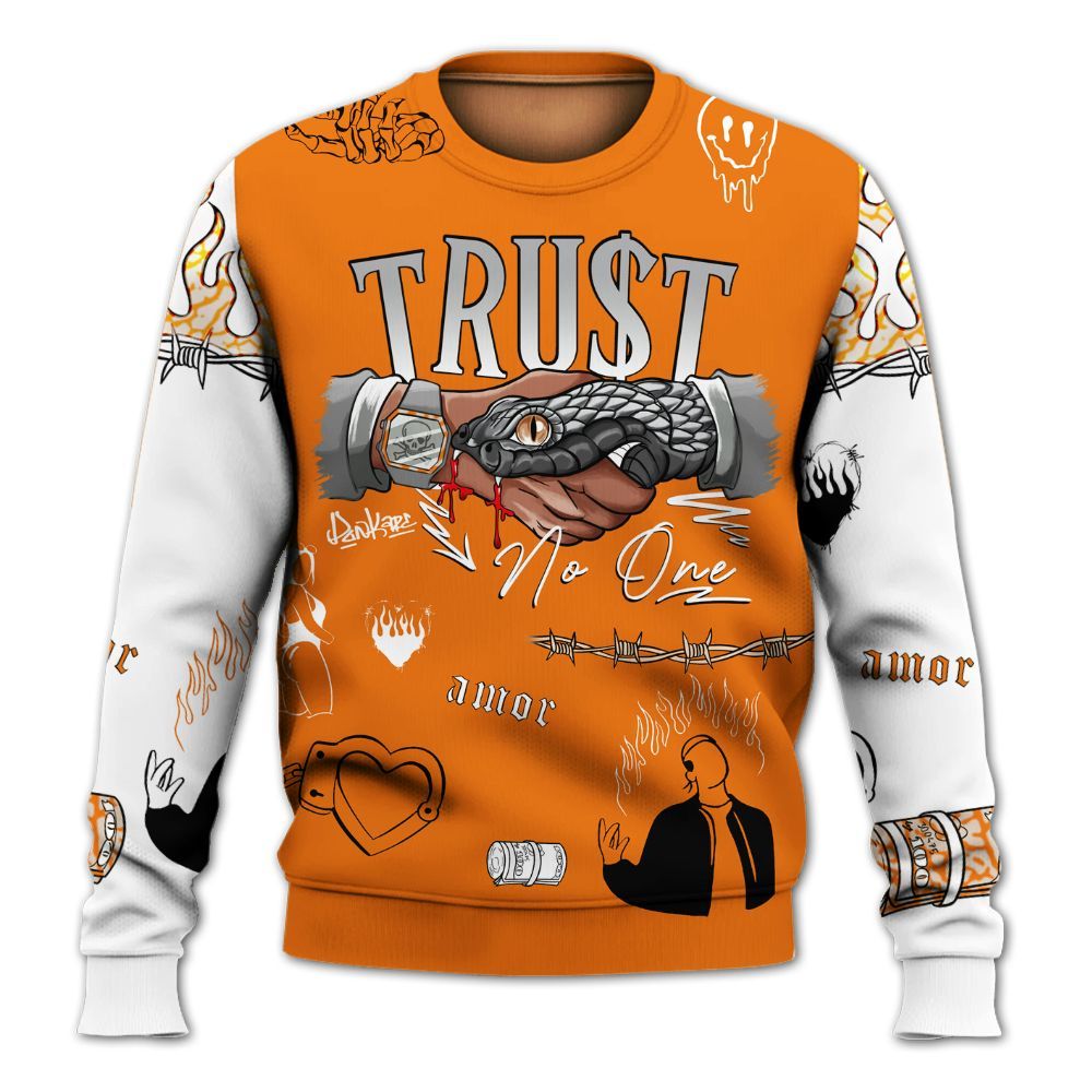 Sweatshirt To Match Orange Citrus 3s - Snake Trust No One All Over Print