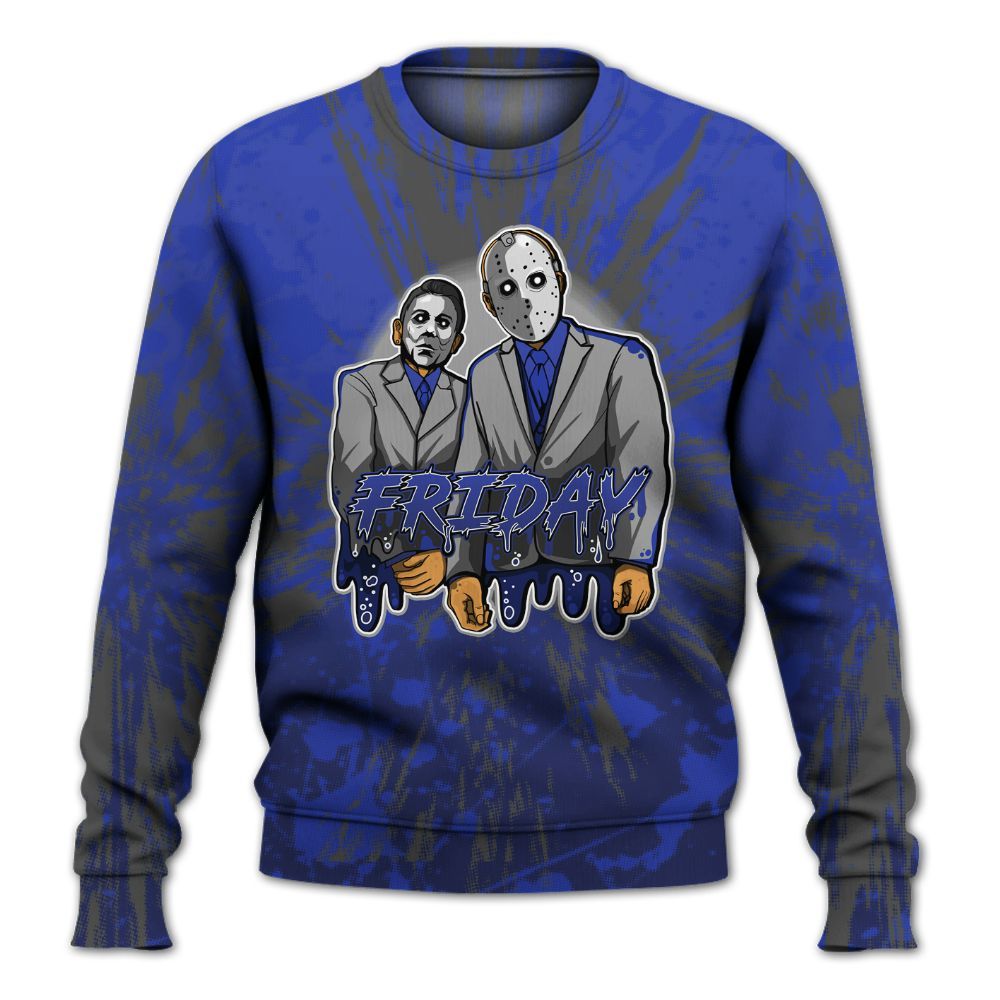 Sweatshirt To Match Air Max Plus Black Racer Blue - Friday Halloween Graphic Luxury All Over Print