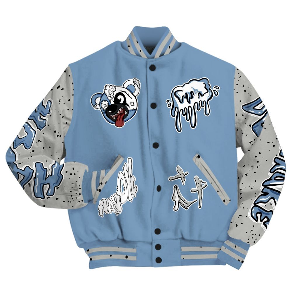 Varsity Jacket To Match University Blue 4s - Havok Bear All Over Print