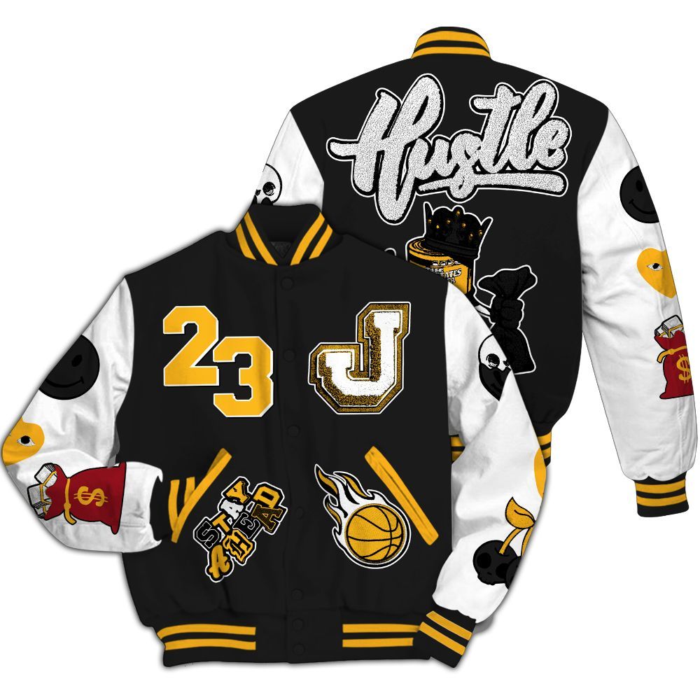 Varsity Jacket To Match White Taxi 12s - Hustles Money Number 23 All Over Print