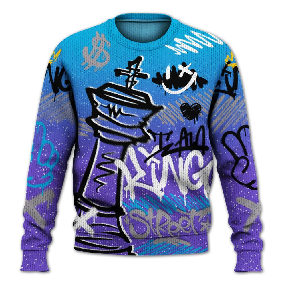 Sweater To Match Retro Aqua 8s - Street King Chess Streetwear Graphic