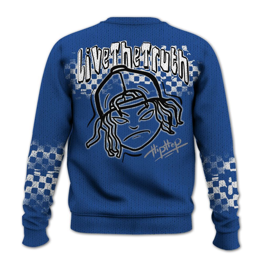 Knitted Sweater To Match High OG True Blue 1s - Feel Life Street Style