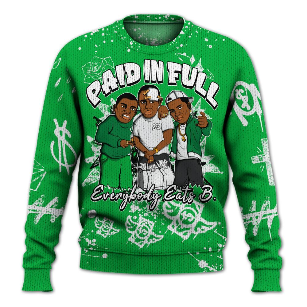 Knitted Sweater To Match Lucky Green 5s - Everybody Paid In Full Crayon