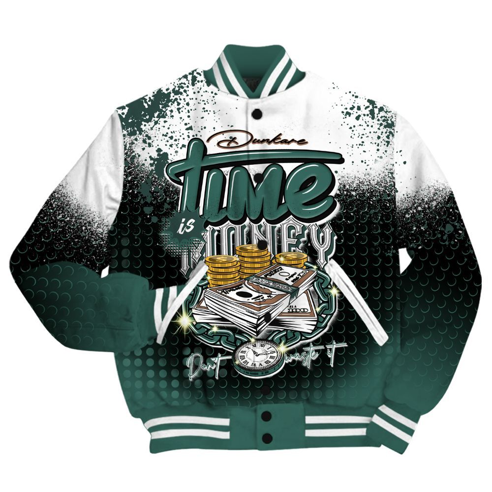 Varsity Jacket To Match Low OG Oxidized Green 1s Shirt, Halftone Time Is Money All Over Print