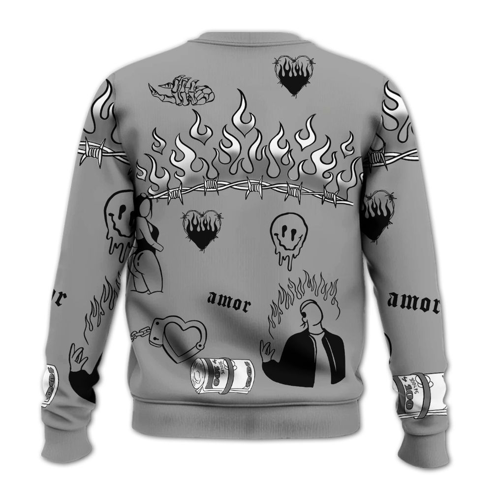 Sweatshirt To Match Black Wolf Grey 12s - Snake Trust No One All Over Print