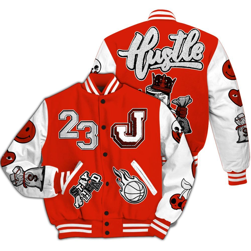 Varsity Jacket To Match Retro Cherry 11s - Hustles Money Number 23 All Over Print