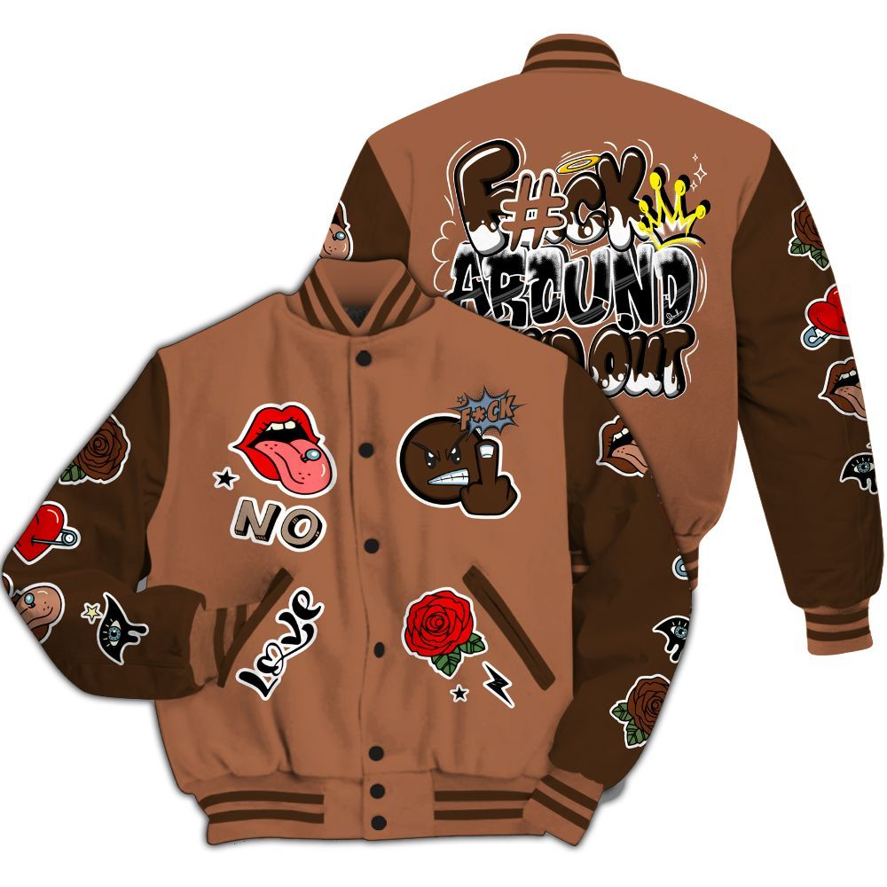 Varsity Jacket To Match Air Foamposite Metallic Copper - FK Around Find Out All Over Print
