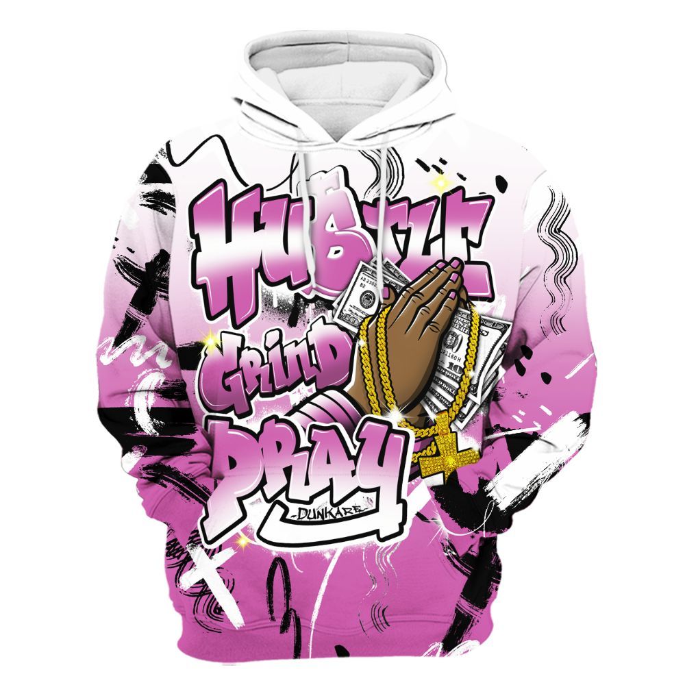 Hoodie To Match Hyper Violet 4s - Money Hustle Grind Pray All Over Print