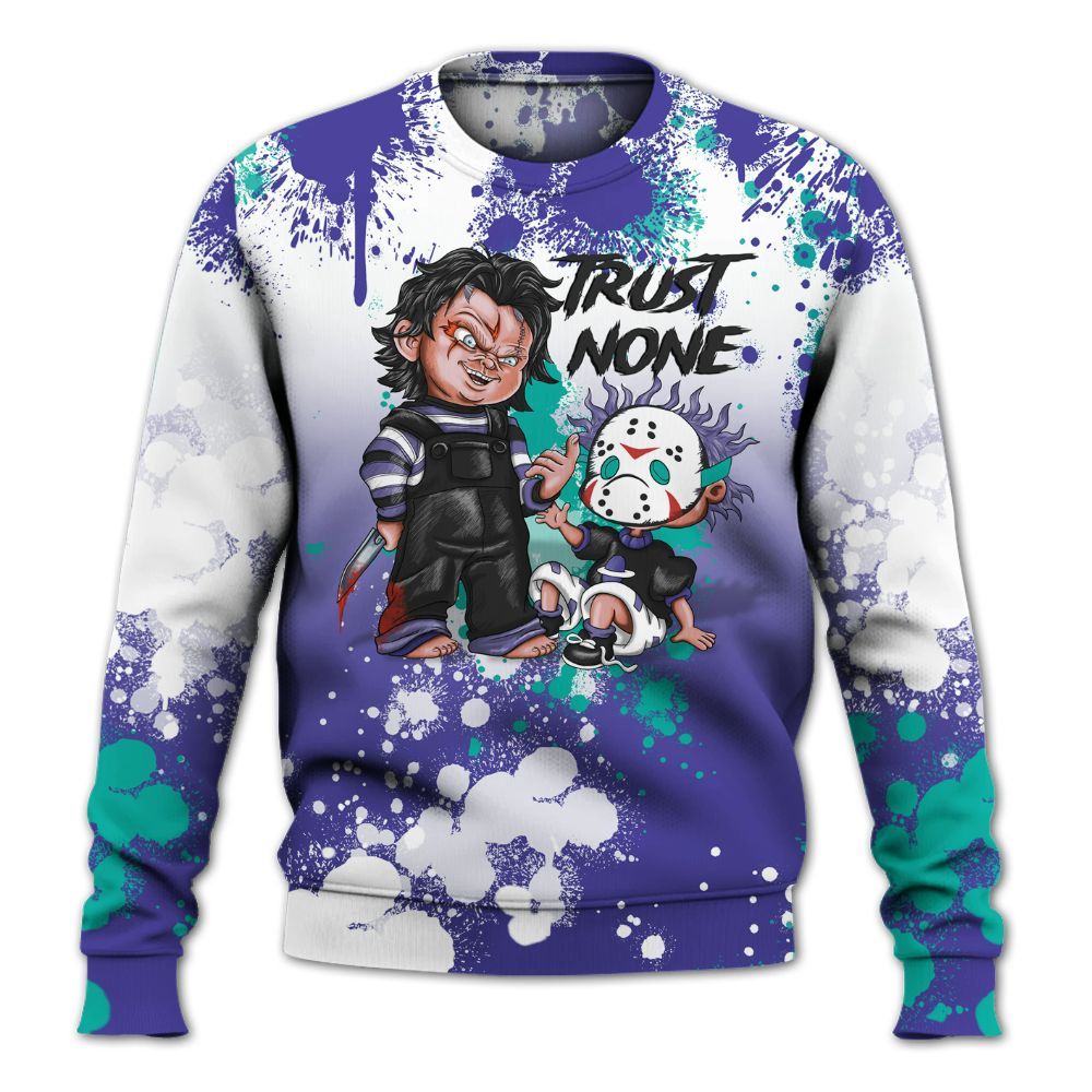Sweatshirt To Match Retro Grape 5s - Trust No One Scary All Over Print
