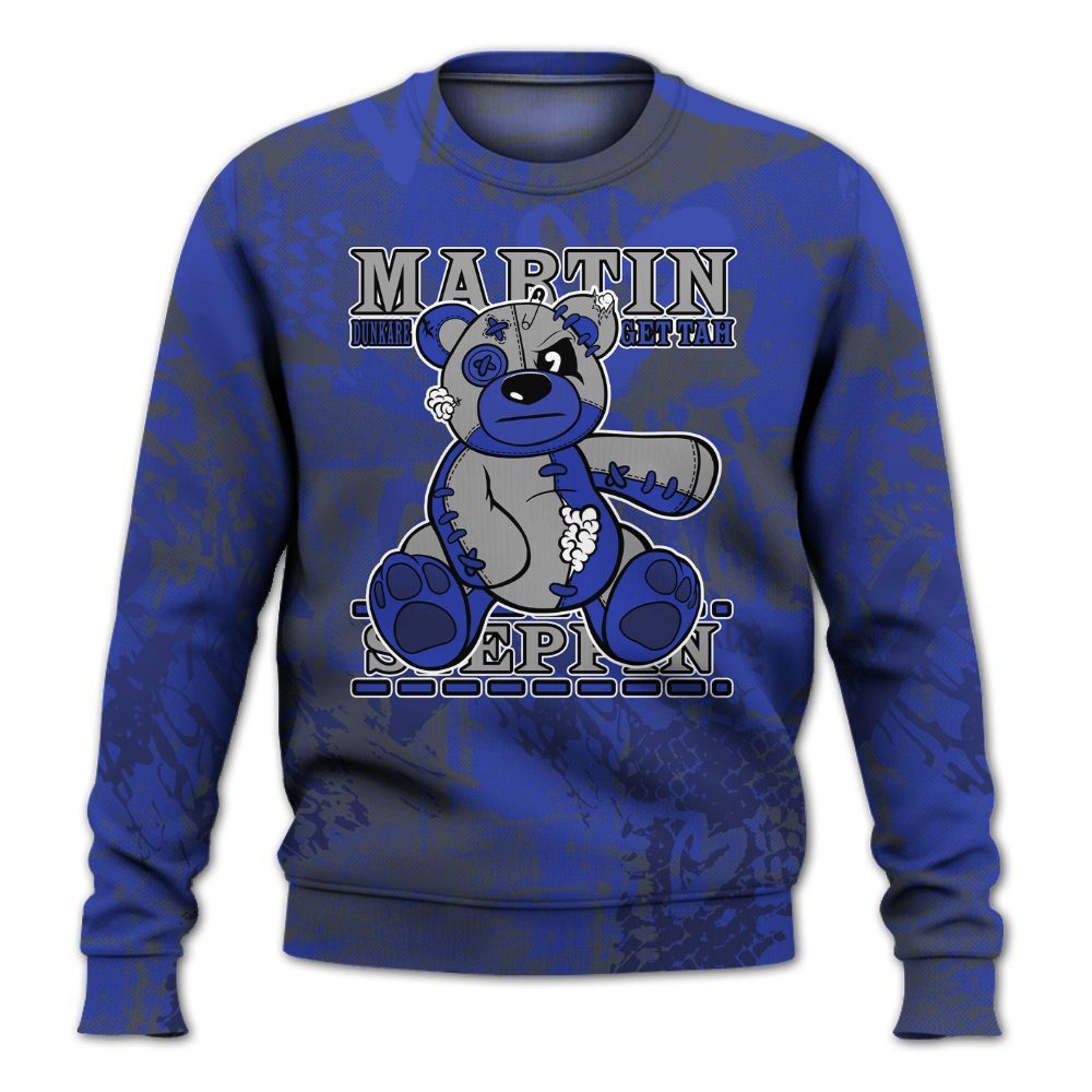 Sweatshirt To Match Air Max Plus Black Racer Blue - Tah Steppin Bear Heart Grunge All Over Print