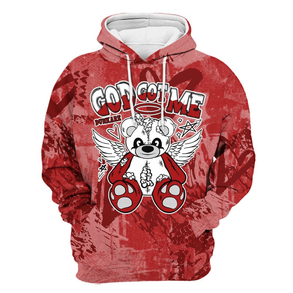 Hoodie To Match Red Taxi 12s - Gods Guides Me Bear Heart Grunge All Over Print