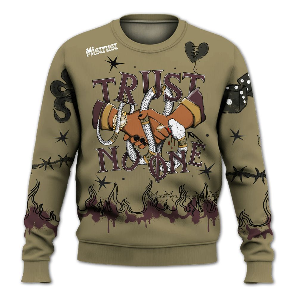 Sweatshirt To Match Black Olive 7s - Trust No One Snake-Bite Doodle Crayon All Over Print