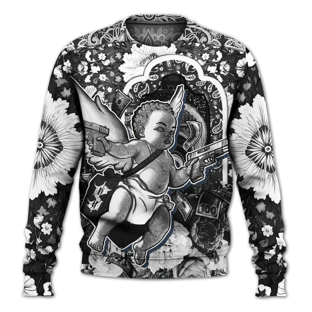 Sweatshirt To Match White Thunder 4s - Angel Money Bag All Over Print