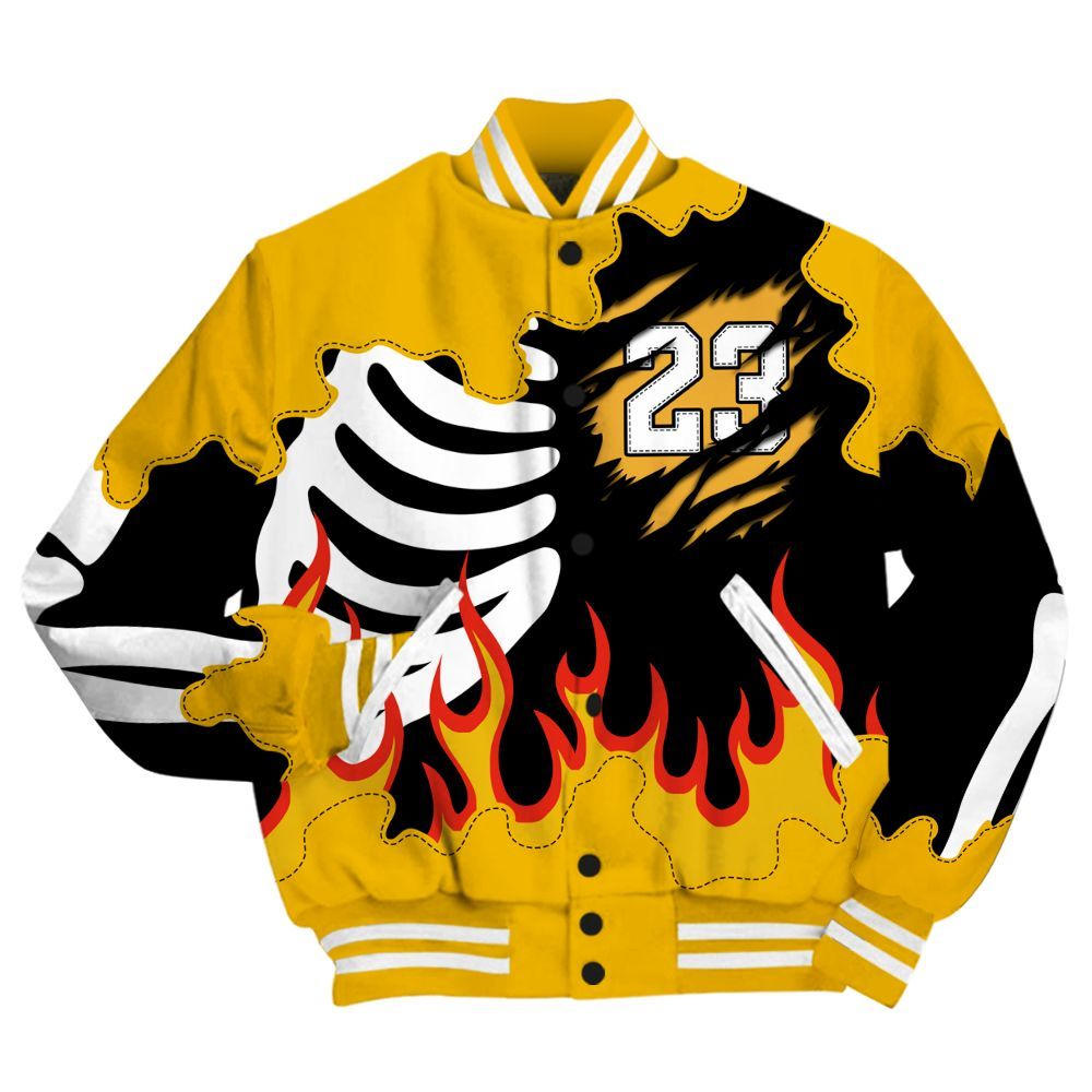 Varsity Jacket To Match Del Sol 13s - Burning Skeleton 23 G.O.A.T All Over Print