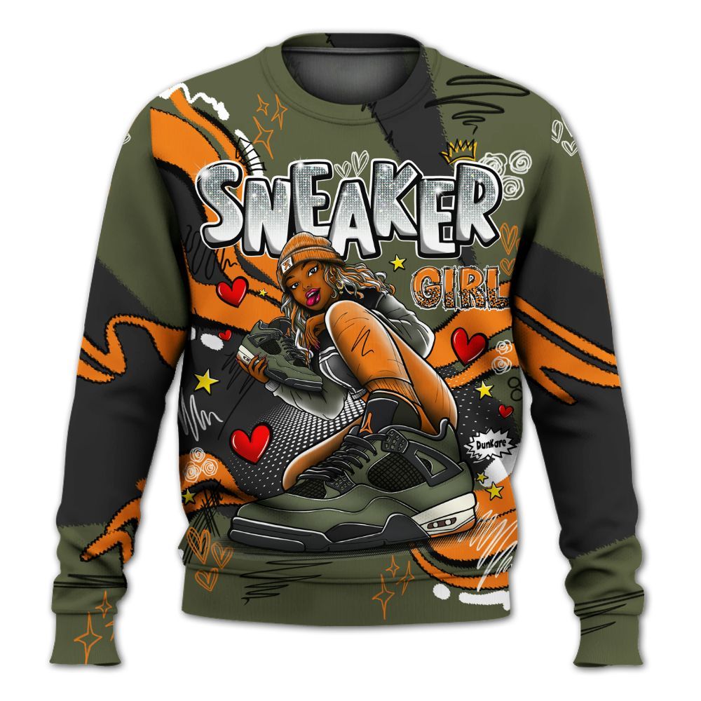 Sweatshirt To Match Retro Undefeated 4s - Sneaker Girl With Shoes All Over Print