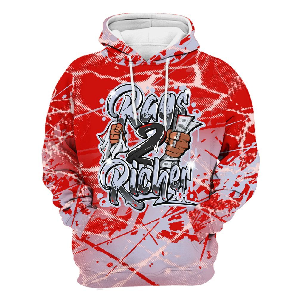 Hoodie To Match Fire Red 6s - Rag 2 Rich Graphic All Over Print