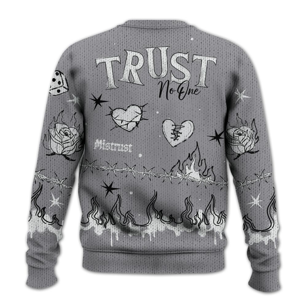 Knitted Sweater To Match Low Cement Grey 11s - Trust No One Snake-Bite Doodle Crayon