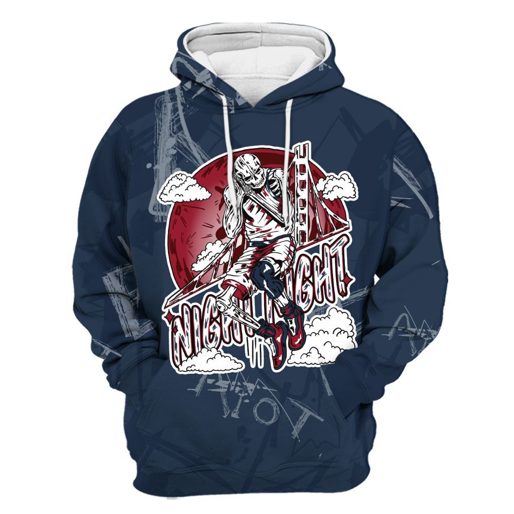 Hoodie To Match White Midnight Navy 6s - Seeya Skeleton Messyz All Over Print