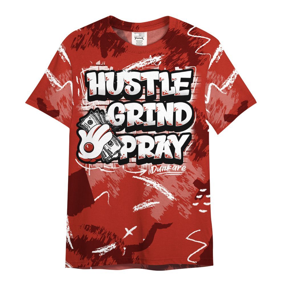 Shirt To Match SP Firewood Orange 4s - Hustle Grind Pray Retro All Over Print