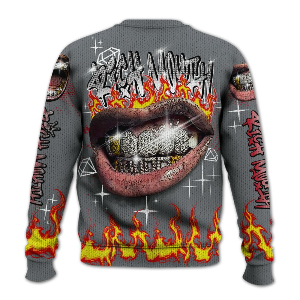 Knitted Sweater To Match Retro Fire Red 9s - Rich Mouth Fire Rap Retro 90s