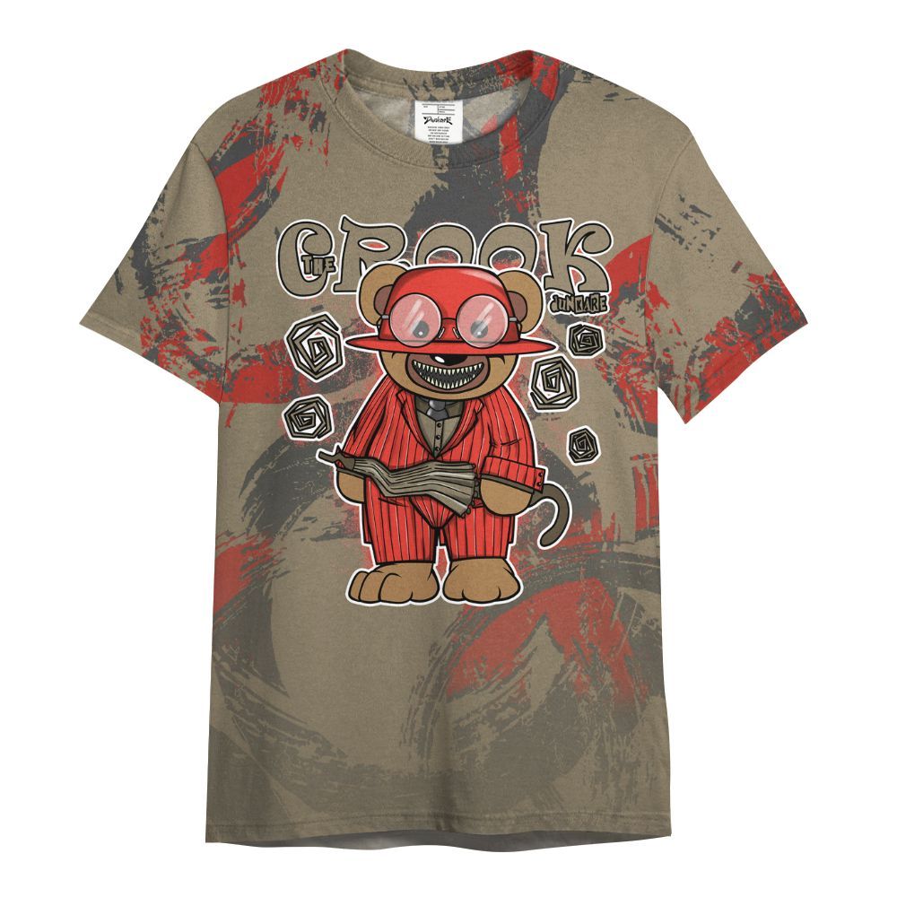 Shirt To Match Olive 9s - Swindler Bear Circle Slpash All Over Print