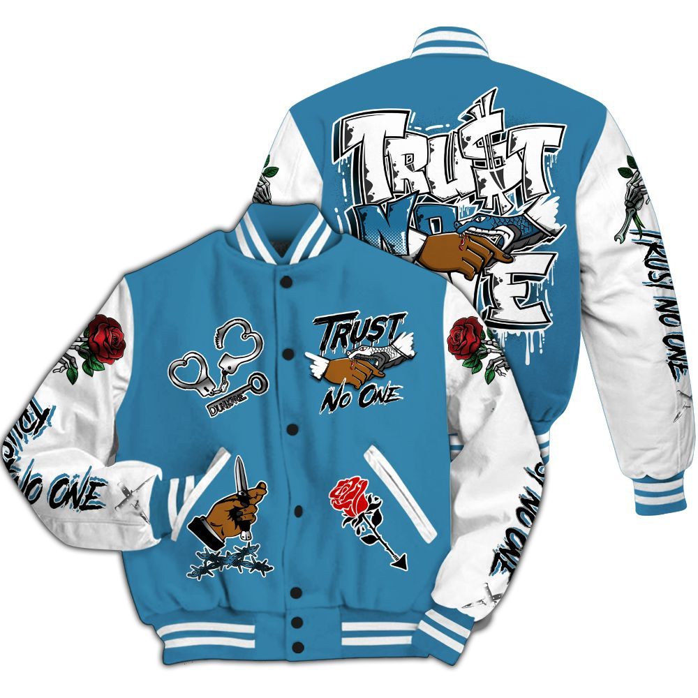 Varsity Jacket To Match High OG UNC Reimagined 1s - Trust No One Dripping All Over Print