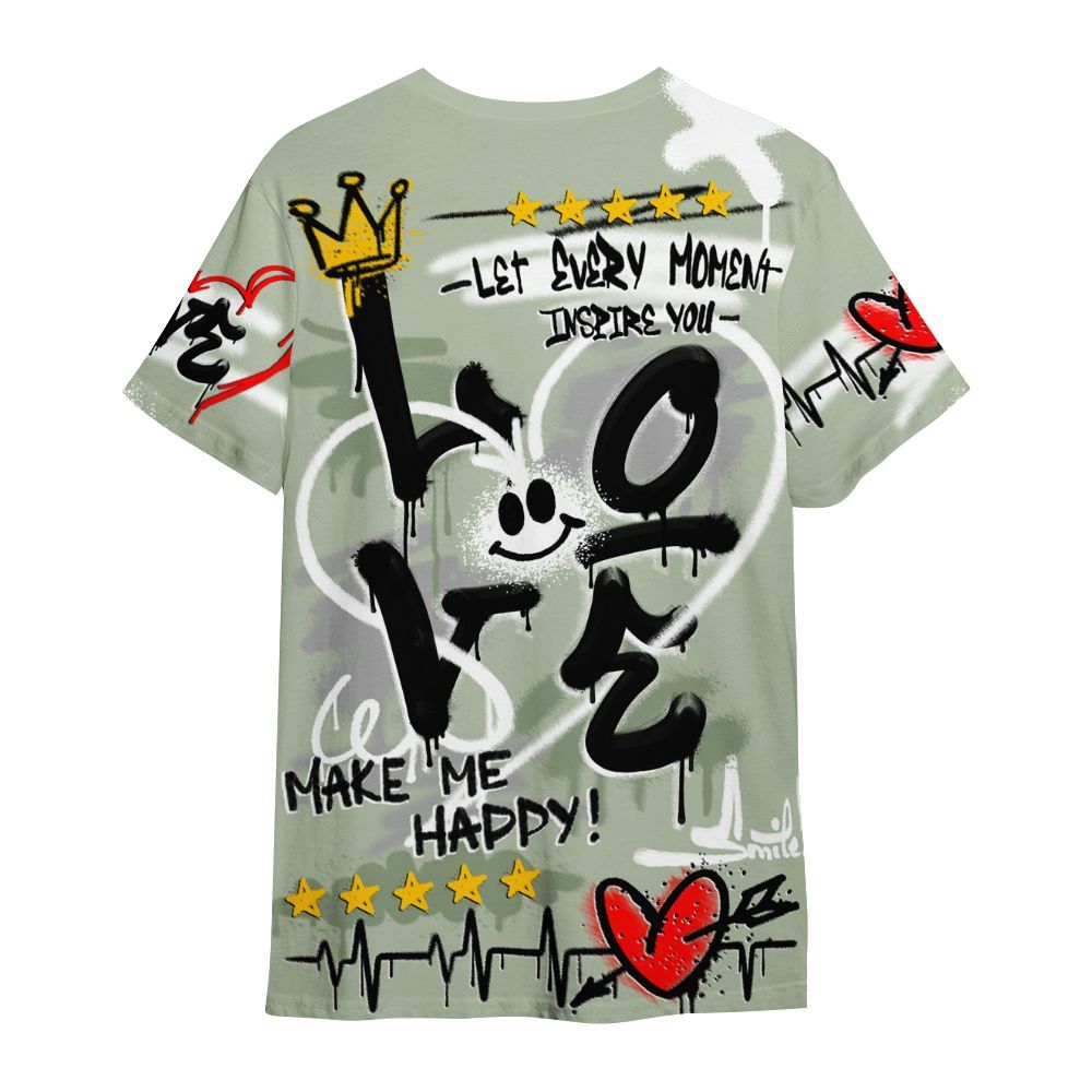 Shirt To Match Seafoam Sail 4s - Happy Love Beats Graffiti Streetwear All Over Print