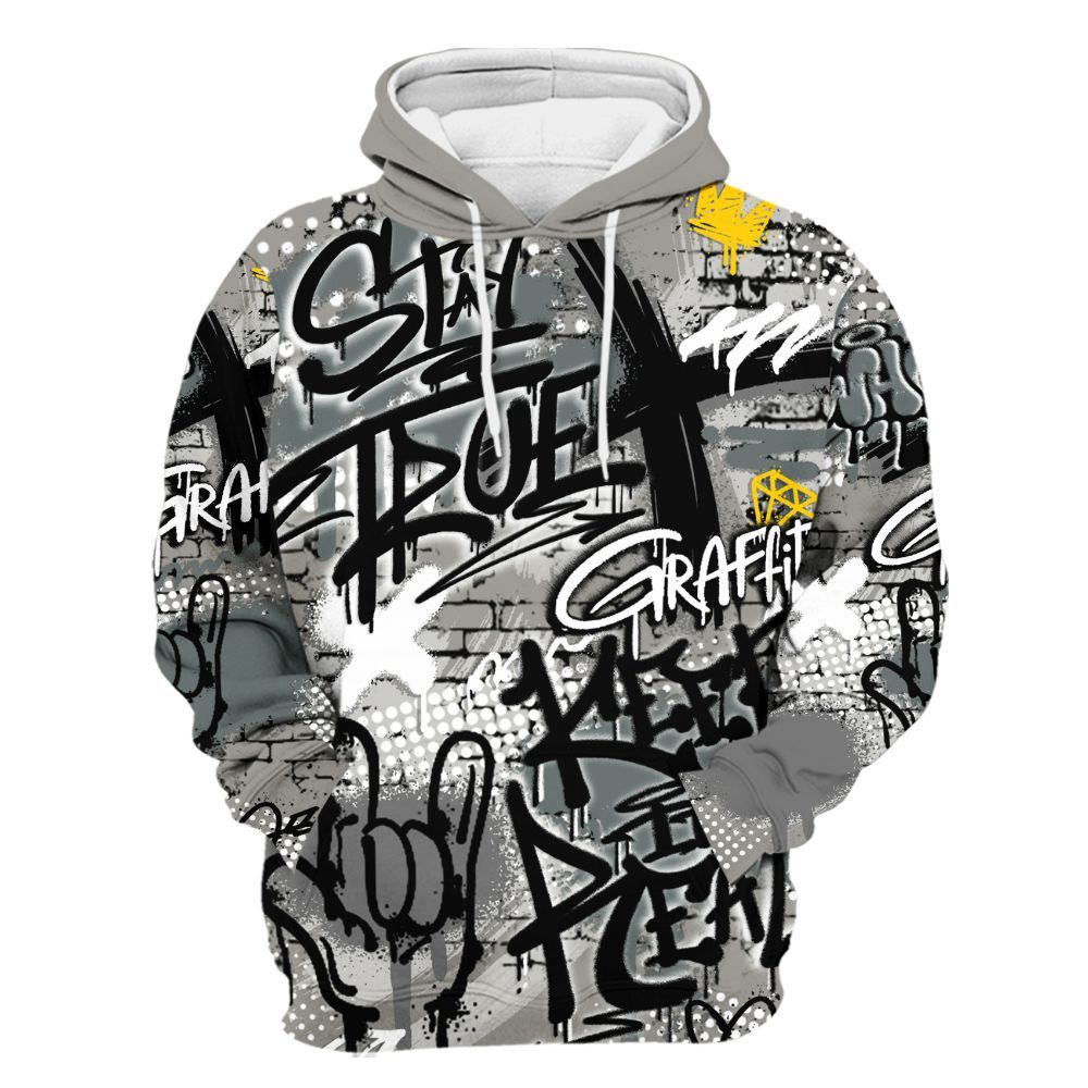 Hoodie To Match Cool Grey 9s - True It Real Graffiti Streetwear All Over Print