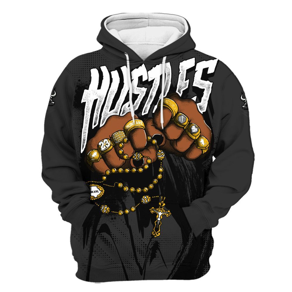 Hoodie To Match White Thunder 4s - Hustle Make Money All Over Print