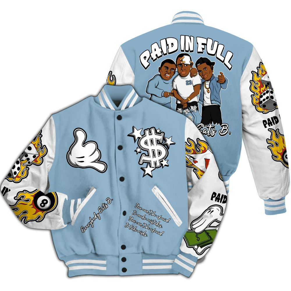 Varsity Jacket To Match High University Blue 1s - Everybody Paid In Full Graphic All Over Print
