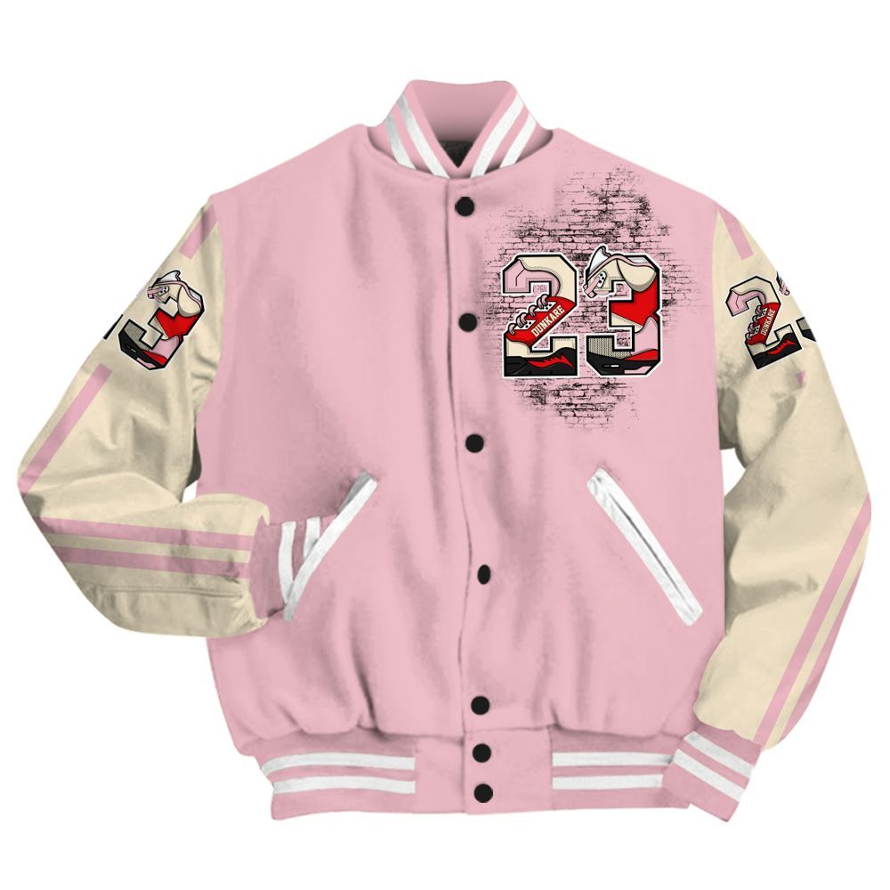 Varsity Jacket To Match Low OG Shy Pink 1s - Custom Name Number 23 5s All Over Print