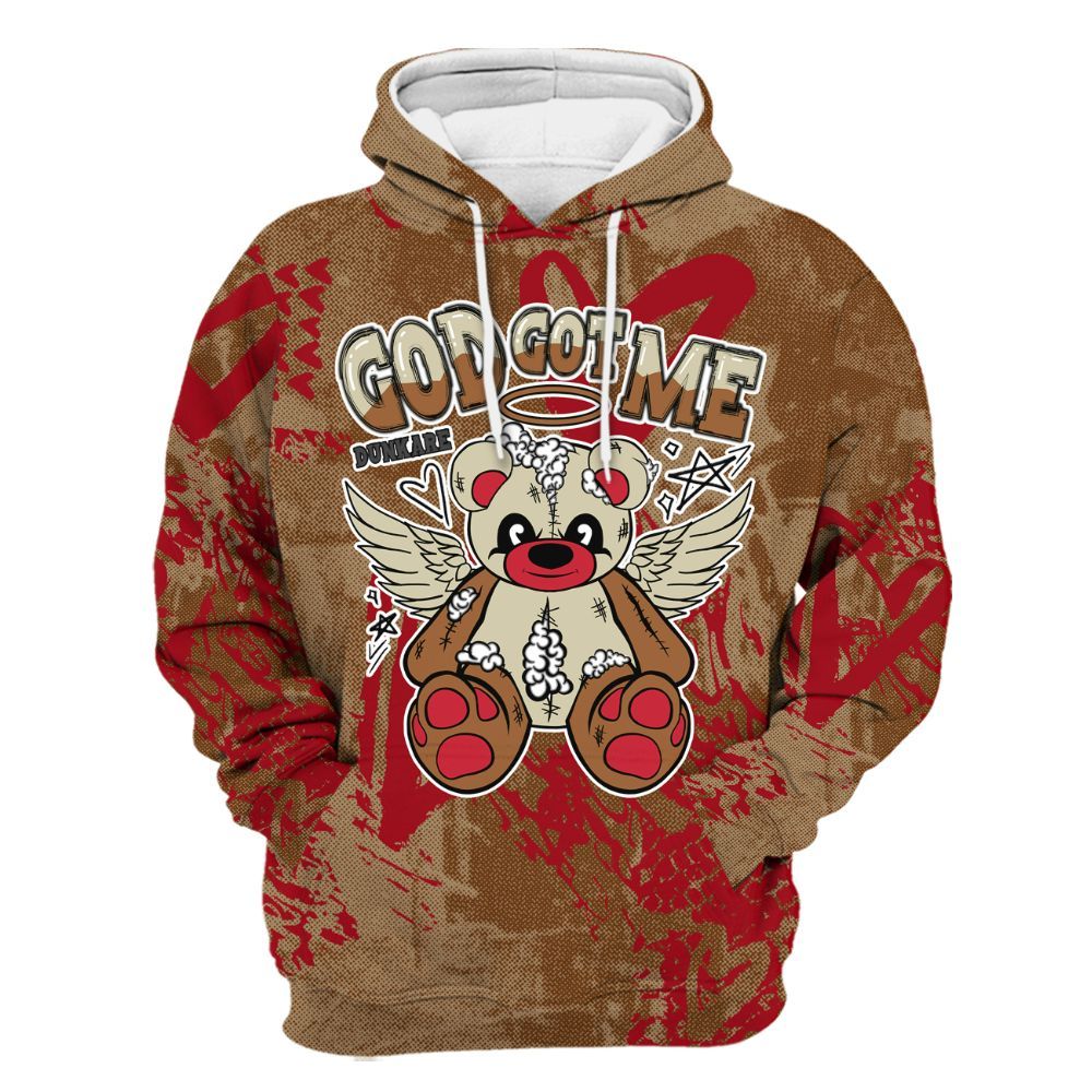 Hoodie To Match Archaeo Brown 5s - Gods Guides Me Bear Heart Grunge All Over Print