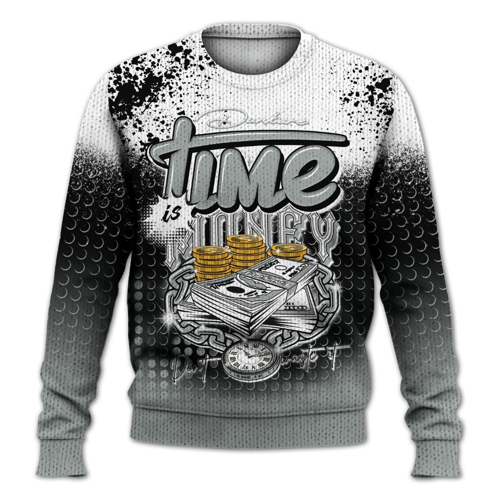 Knitted Sweater To Match Dunk Low White Light Smoke Grey - Halftone Time Is Money