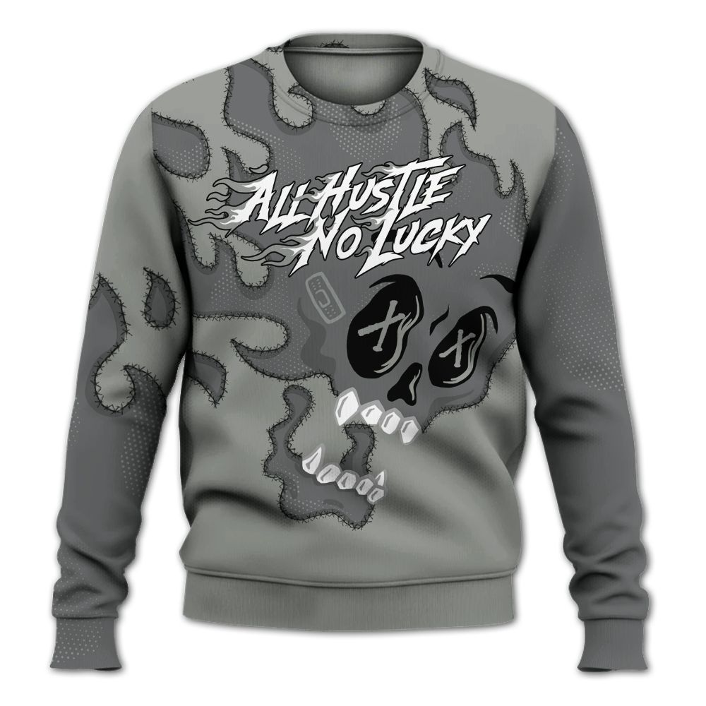 Sweatshirt To Match Paris Olympics 4s - All Hustle No Lucky Skull All Over Print