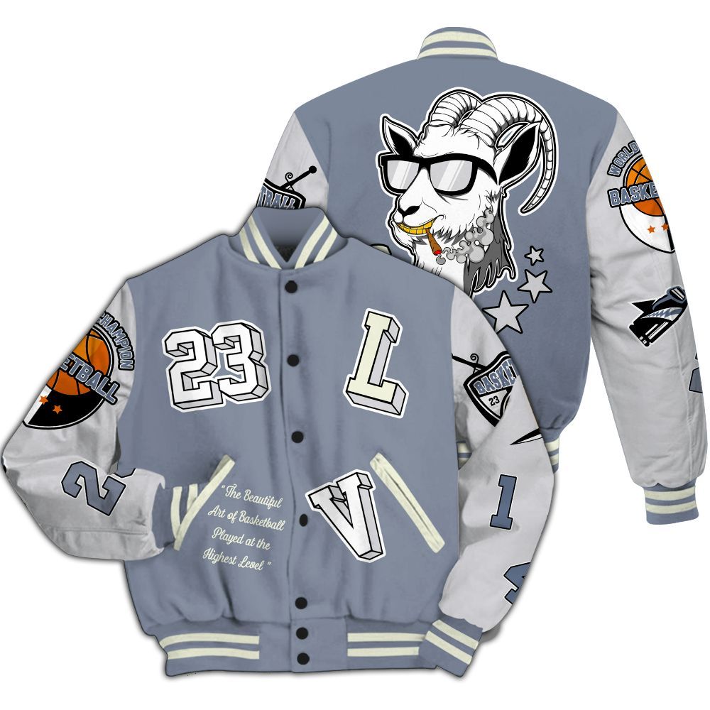 Varsity Jacket To Match Retro High OG Cool Grey 1s - The GOAT Got Em All Over Print