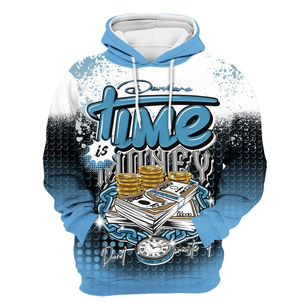 Hoodie To Match SB Dunk Low University Blue - Halftone Time Is Money All Over Print