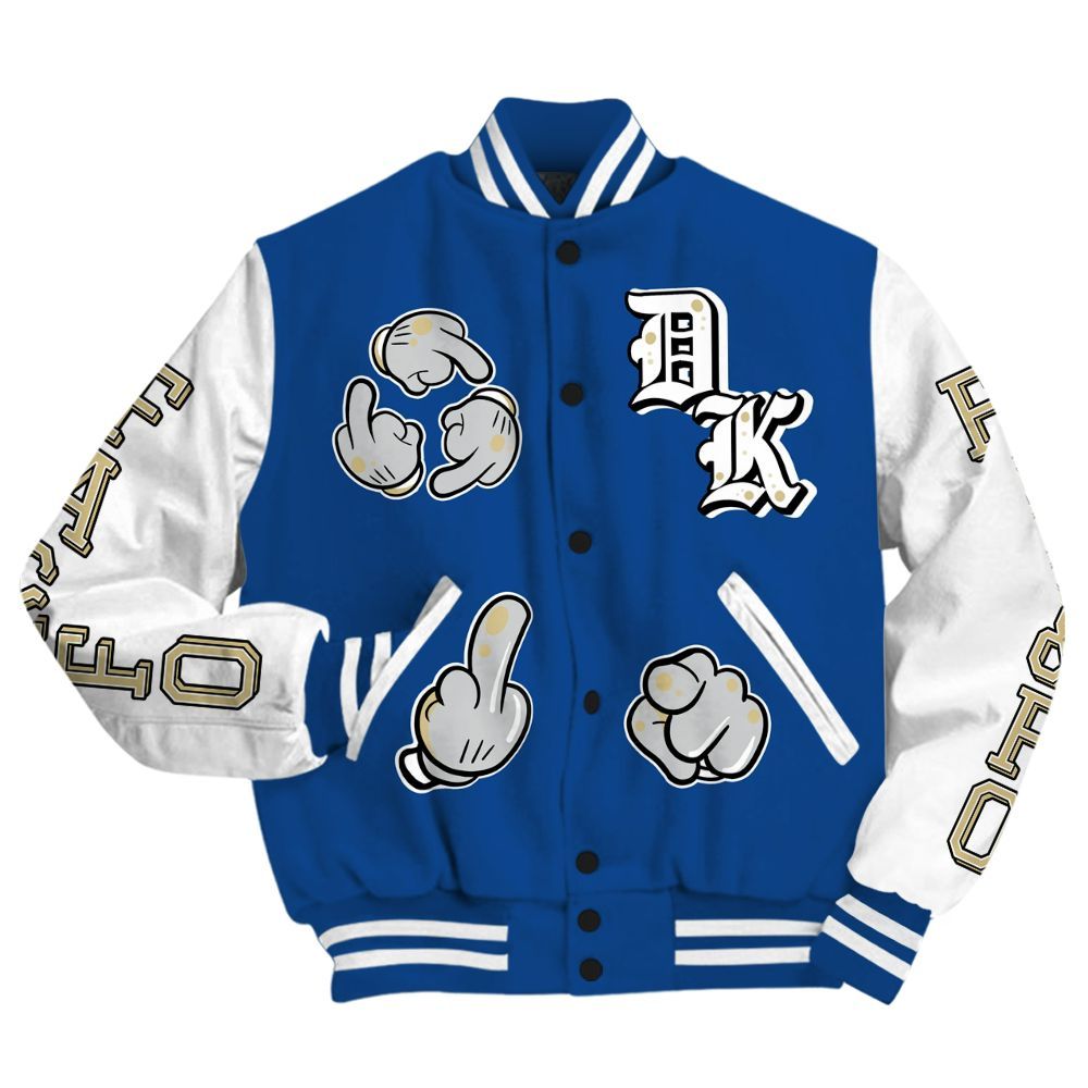 Varsity Jacket To Match Air Ship Royal Blue - F Around Find Out Graphic All Over Print