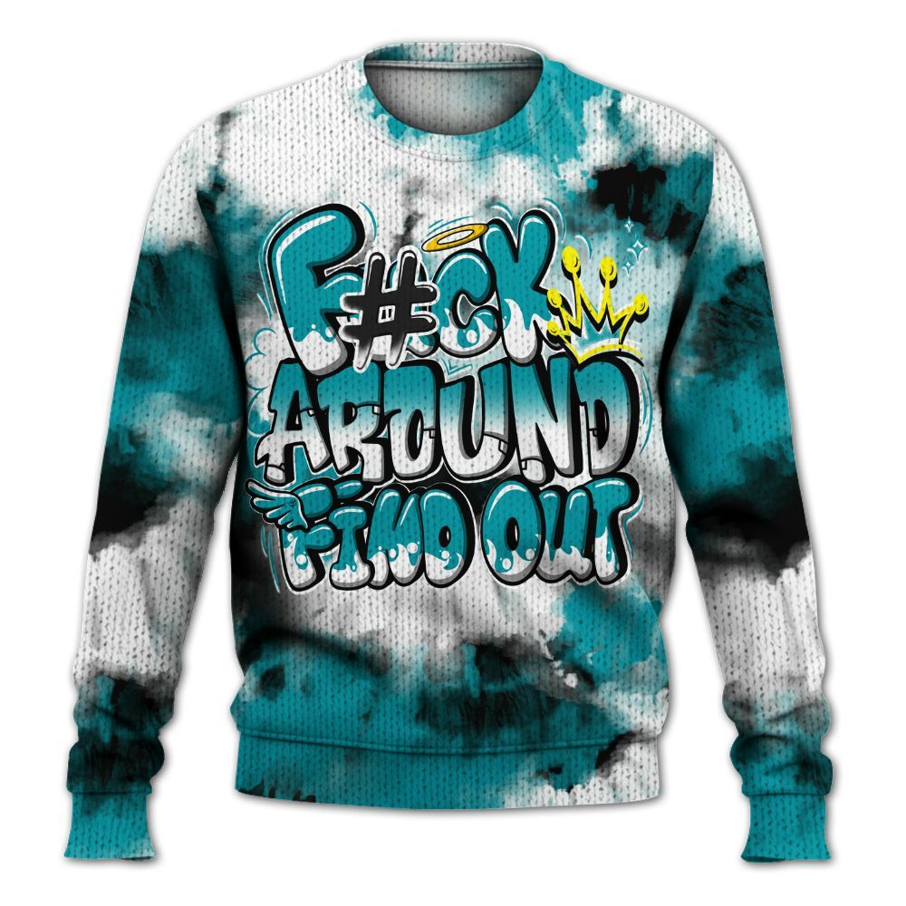 Knitted Sweater To Match Air Griffey Max Aquamarine 1s - Tie Dye FK Around Find Out