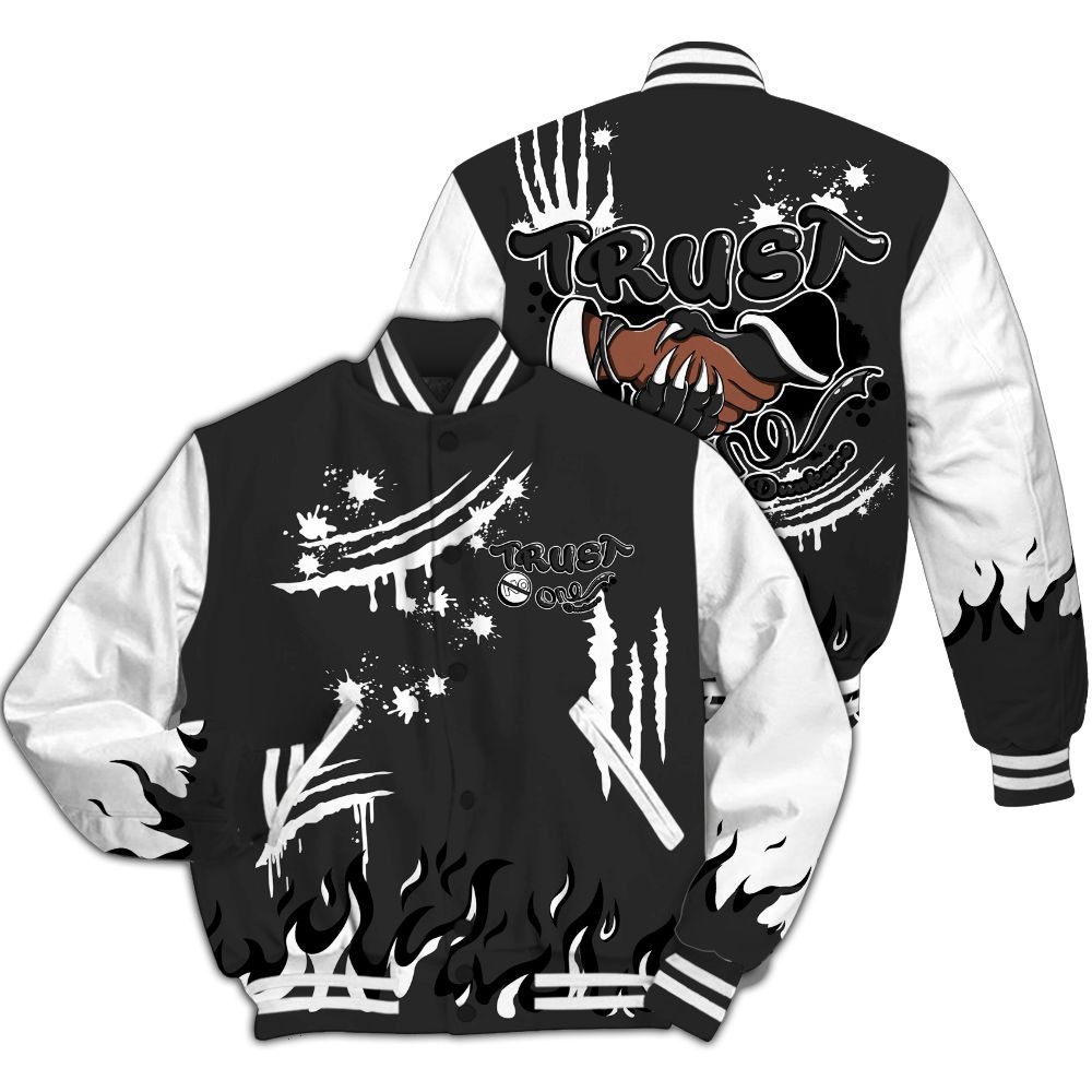 Varsity Jacket To Match White Thunder 4s - Graphic Trust No One All Over Print