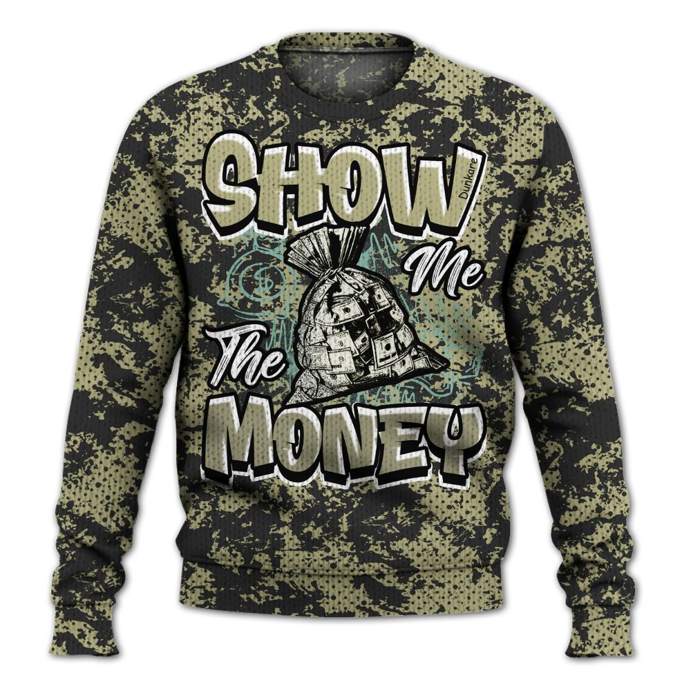 Knitted Sweater To Match Dunk Low Suede Olive Aura - Show Me The Money Retro