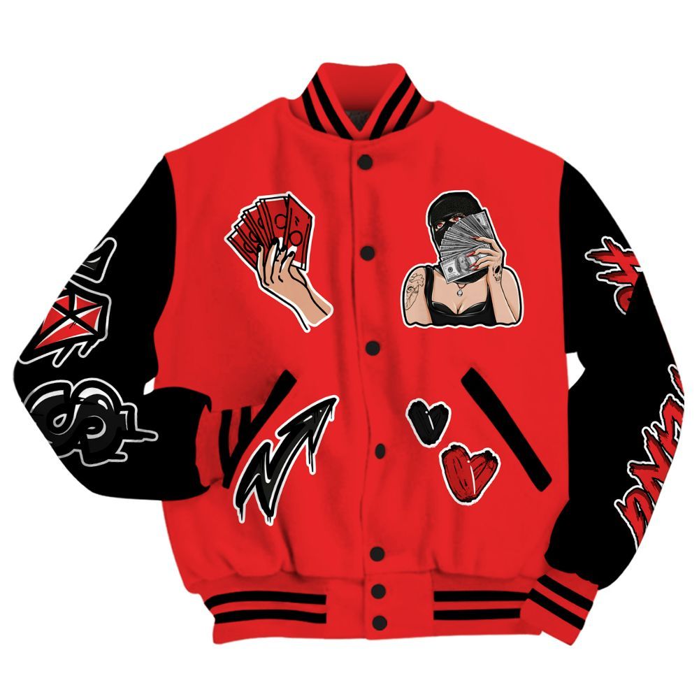 Varsity Jacket To Match Red Thunder 4s - Hustling Unique All Over Print