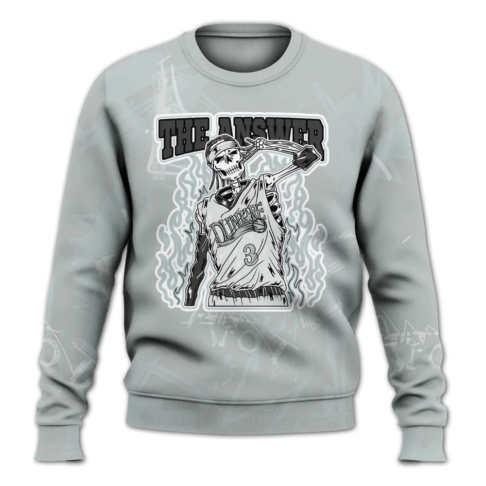 Sweatshirt To Match Black Wolf Grey 12s - Allen Answer Skeleton Messyz All Over Print