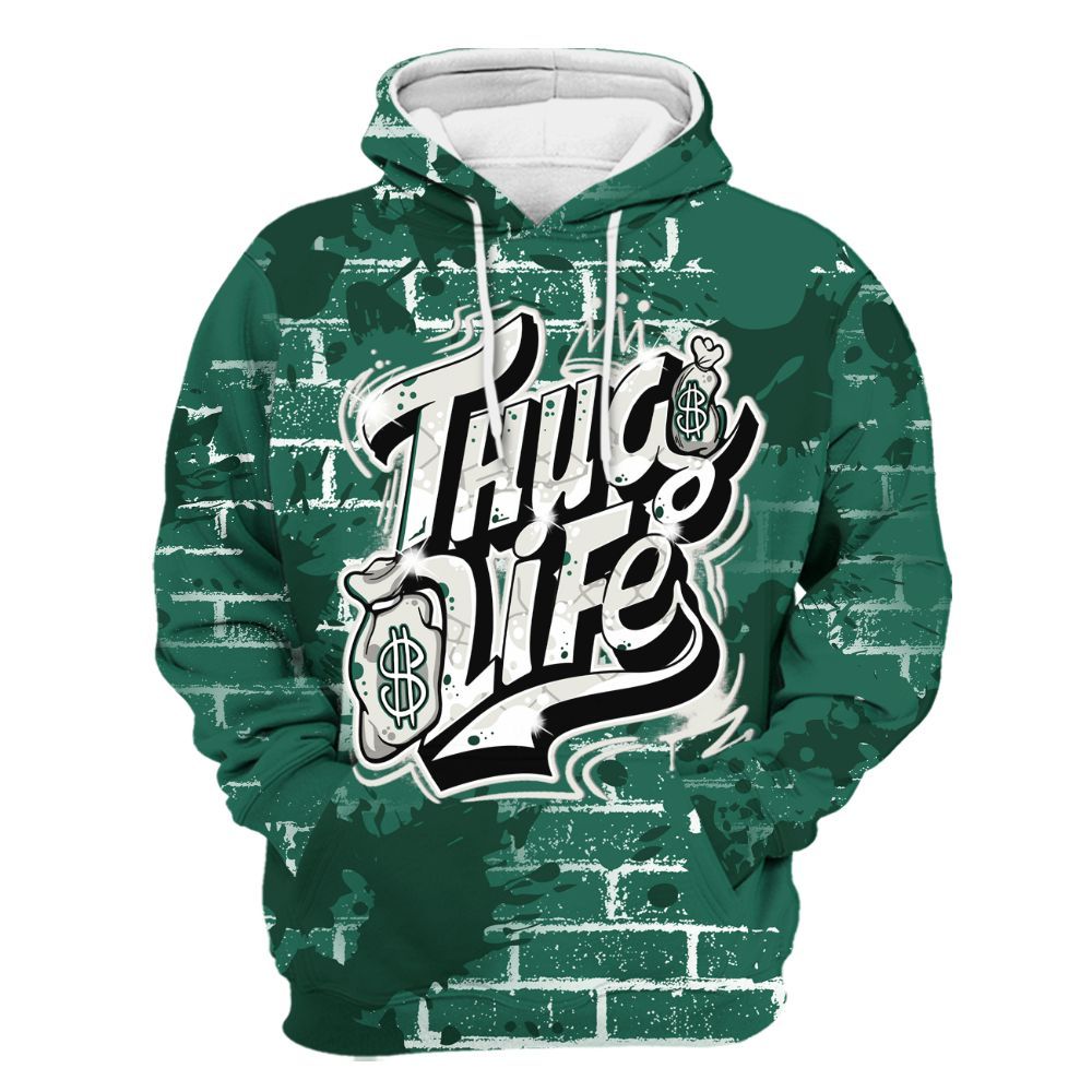 Hoodie To Match Oxidized Green 4s - Free Thug Living Graphic Brick Art All Over Print