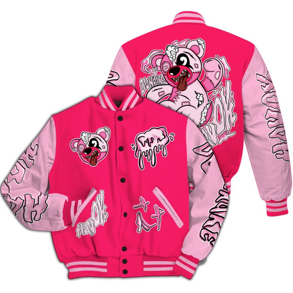 Varsity Jacket To Match Air VaporMax Plus Triple Pink - Havok Bear All Over Print