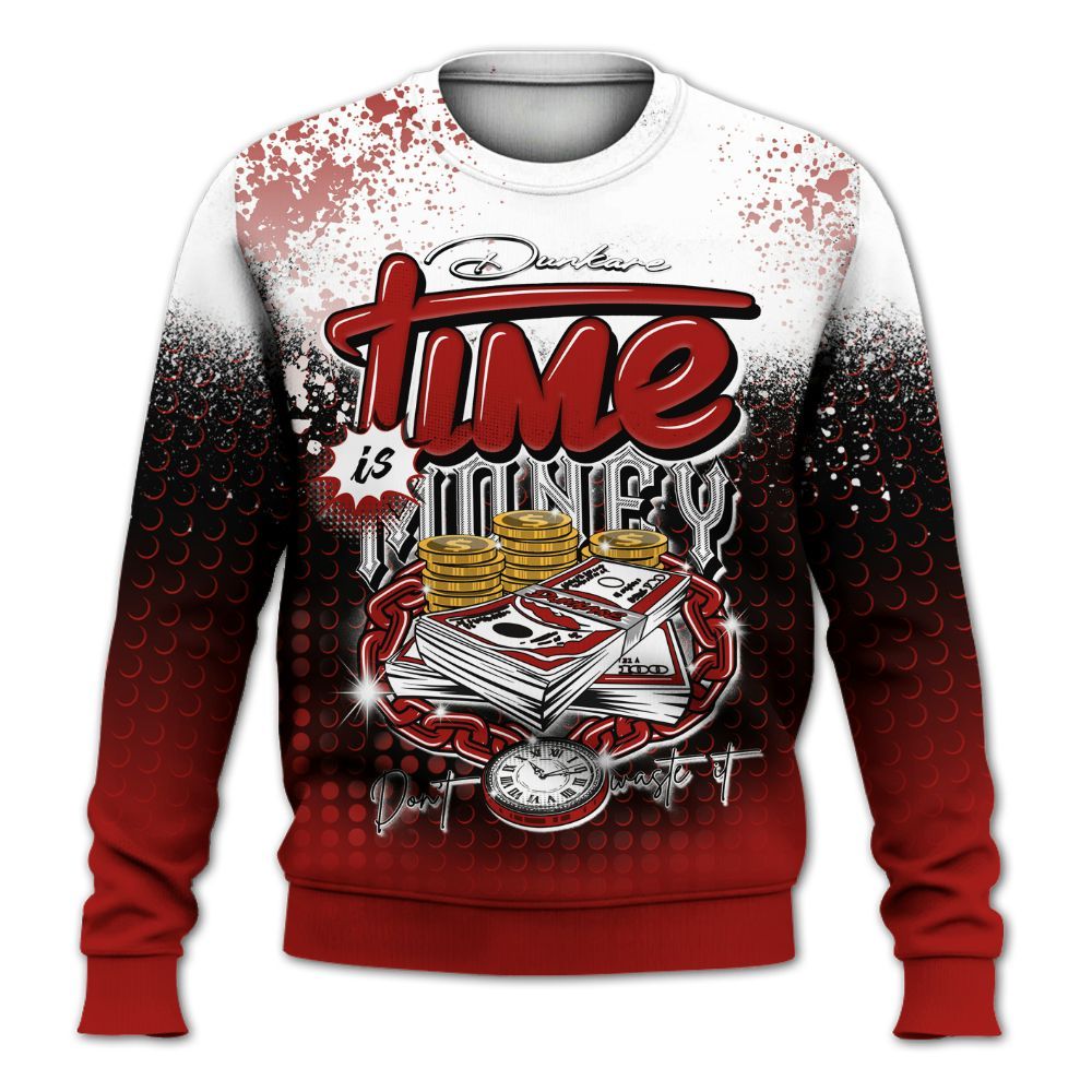 Sweatshirt To Match High OG Varsity Red 1s - Halftone Time Is Money All Over Print