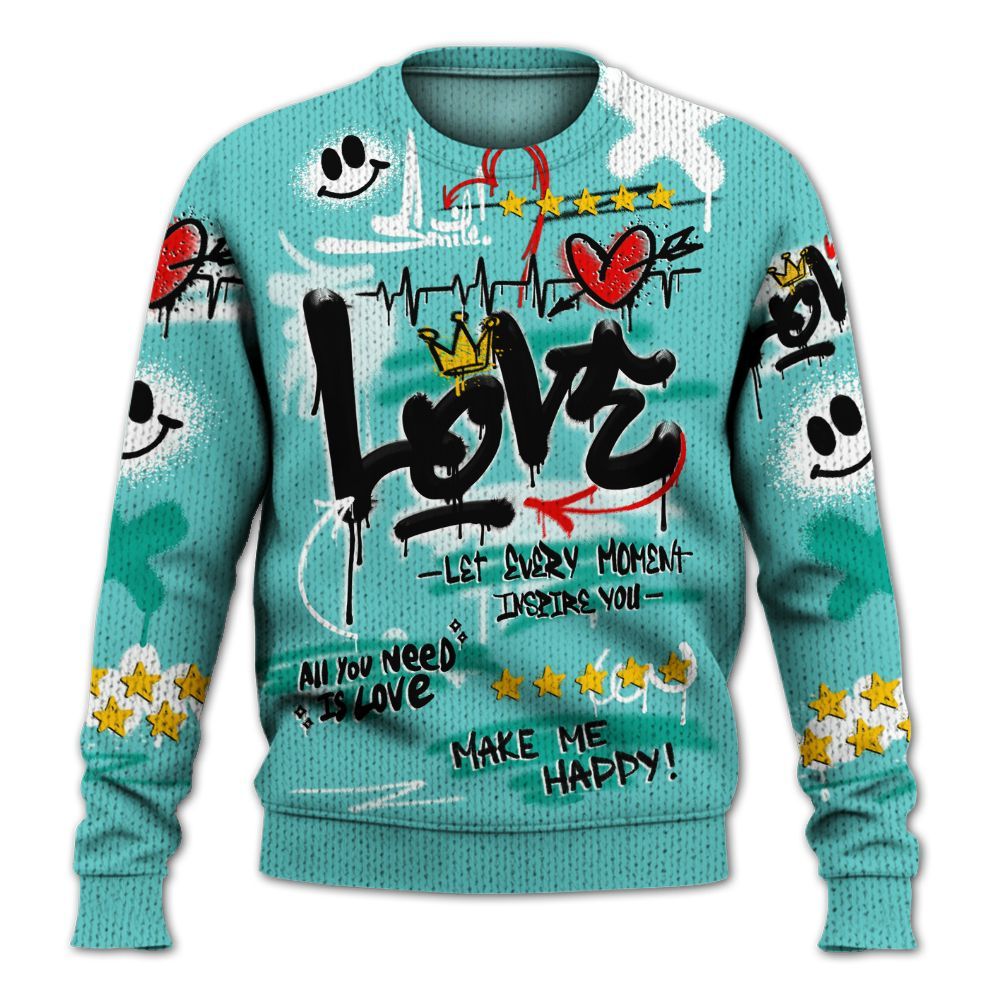 Sweater To Match KD 4 Easter Mint Candy - Happy Love Beats Graffiti Graphic