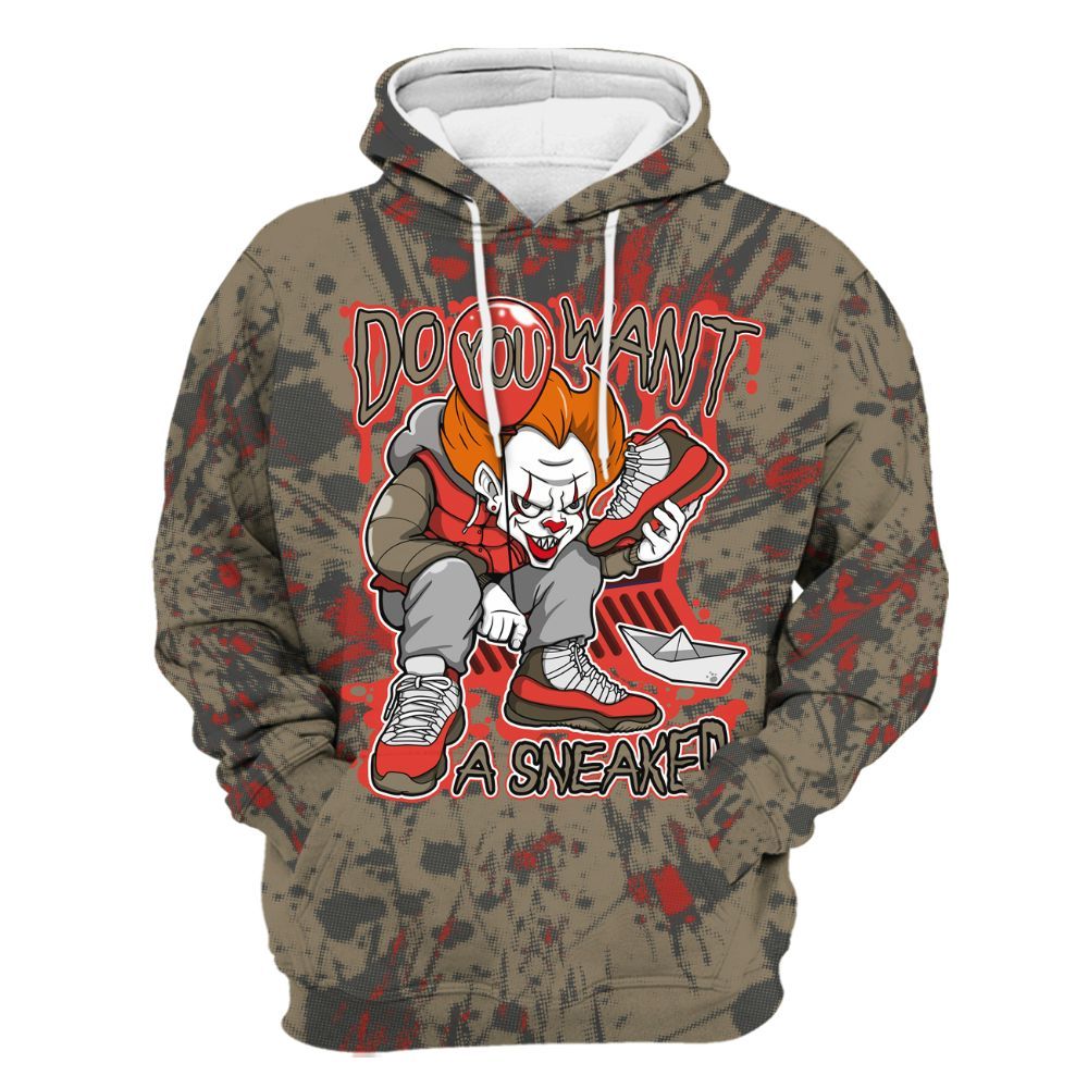 Hoodie To Match Olive 9s - Clown Scary Sneakers Graphic Halloween All Over Print