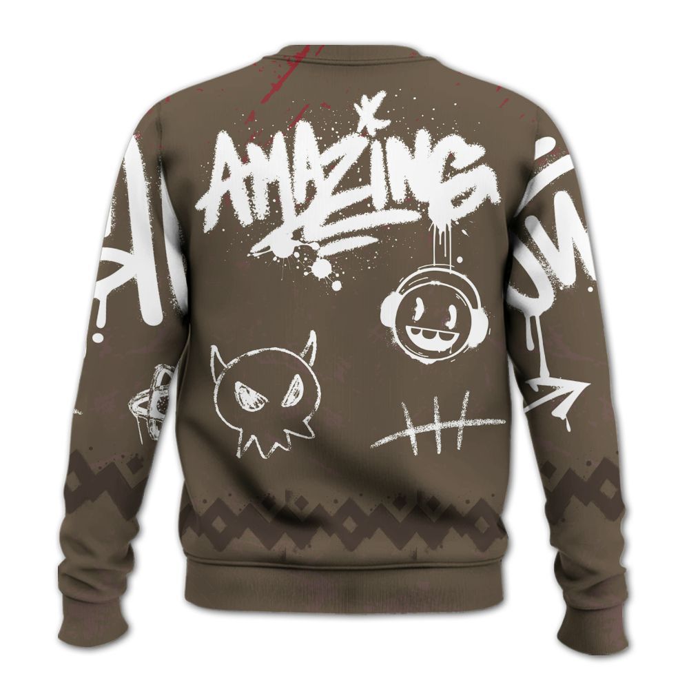 Sweatshirt To Match AMM Dark Mocha 4s - Friday Sneaker Crayon All Over Print