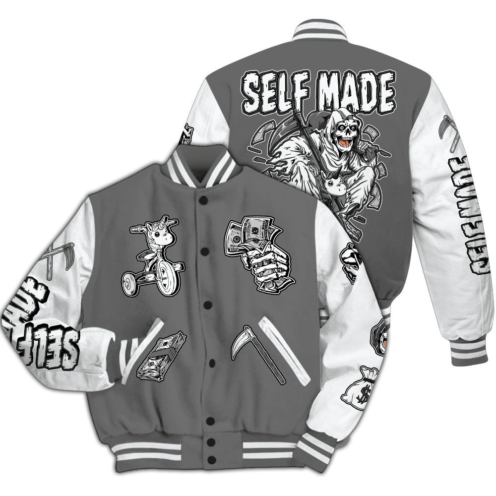 Varsity Jacket To Match Retro Stealth 12s - Self Make Skeleton All Over Print